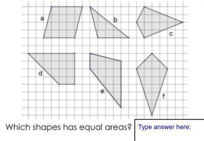 Which shapes have equal area? help plz thx