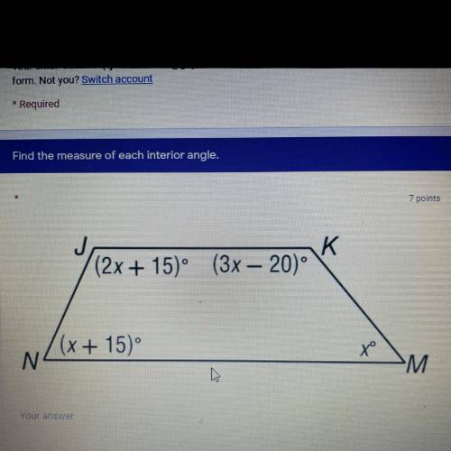 Find the measure of each interior angle