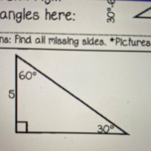 Special right triangles find the missing sides