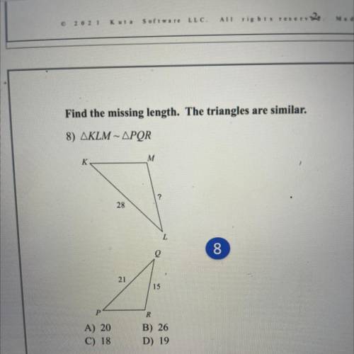 HELP WITH #8 FIND THE MISSING SIDE LENGTH
