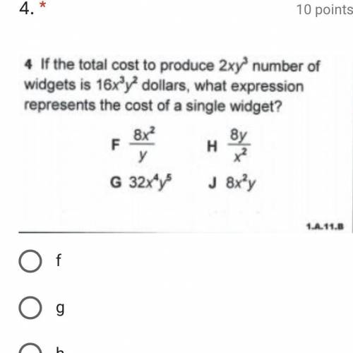 If the total cost to produce 2x * y ^ 3 number of widgets is 16x ^ 3 * y ^ 2 dollars , what express