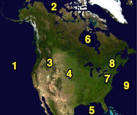 Which of these is represented by the number 6 on the map of the United States and Canada?

A) Huds