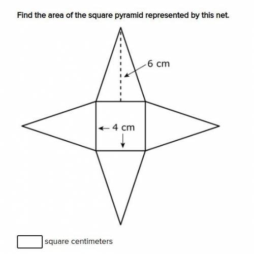 Find the area of the square pyramid represented by this net.
square centimeters