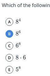 Which of the following expressions is equivalent to 8 . 8 . 8 . 8 . 8 . 8