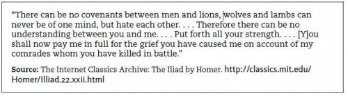 Below, you will see an excerpt from the Iliad. Before a battle between Hector and Achilles, Hector