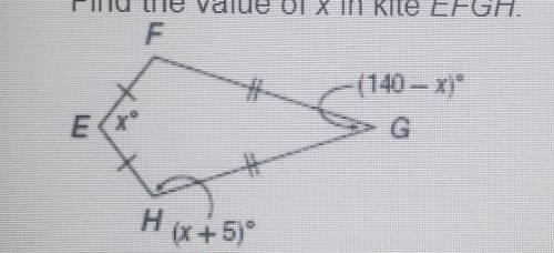 Find the value of x in kite EFGH