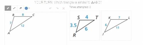 Which triangle is similar to △ABC?