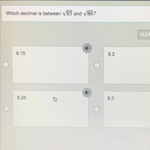 Which decimal is between 85 and V86?