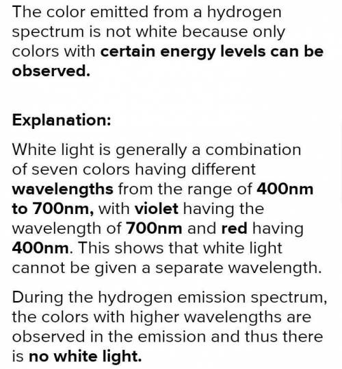 Why is it significant that the color emitted from a hydrogen emission spectrum is not white