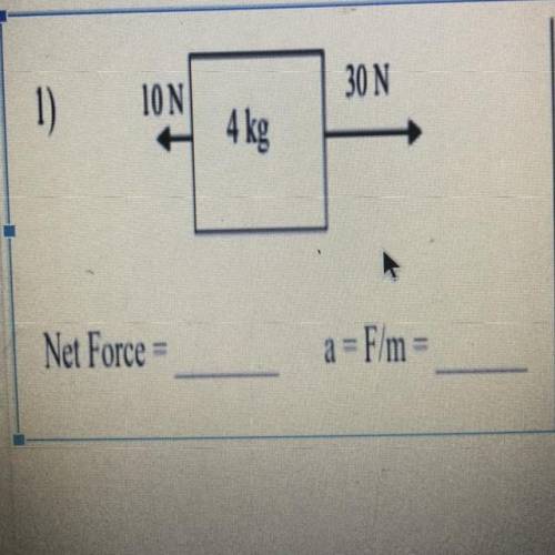 Calculate the net force and the acceleration the block