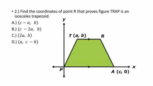 Find the coordinates of Pinot R that proves figure TRAP is an isosceles trapezoid