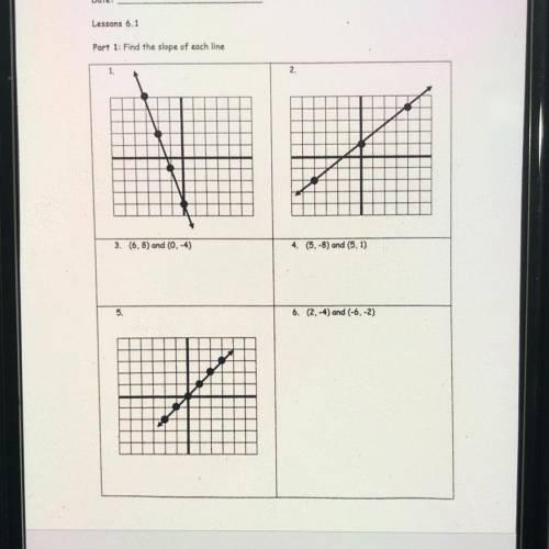 Help find the slope of each line