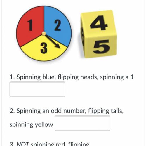 Find the probability of spinning the spinner shown, and flipping a coin.