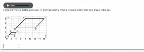 (GIVING BRAINLIEST) Figure D’E’F’G’ is a dilation with center (0, 0) of figure DEFG. What is the sc