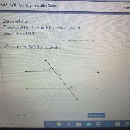 Given mn, find the value of x.
+
(x-3)
(8x+3)