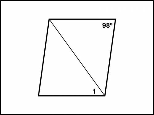 Instructions: Find the angle measures given the figure is a rhombus.
m∠1= ∘