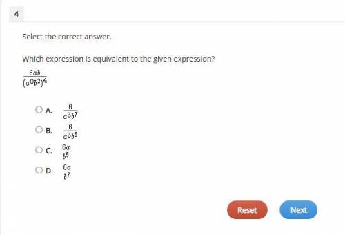 Select the correct answer.
Which expression is equivalent to the given expression?
PLZ HELP