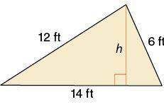 Help plz

The area of the triangle shown is represented by √A=s(s−14)(s−12)(s−6), where s is equal