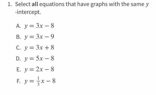 Select all equations that haveGraphs with the same negative y intercept