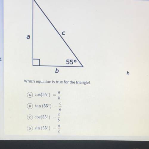 Which equation is true for this triangle?