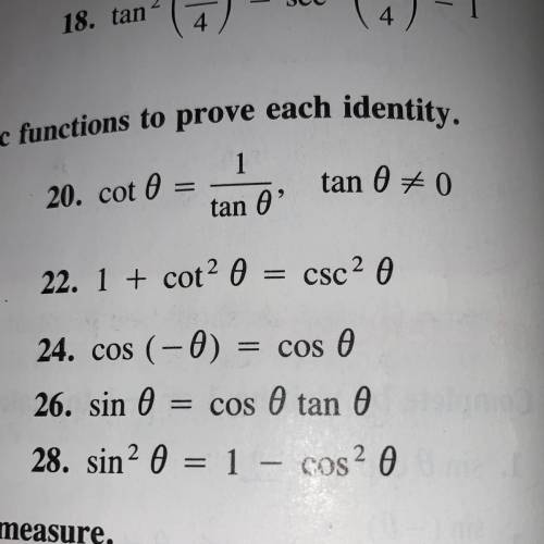 does anyone know how to use the definitions of the trigonometric functions to prove each identity￼