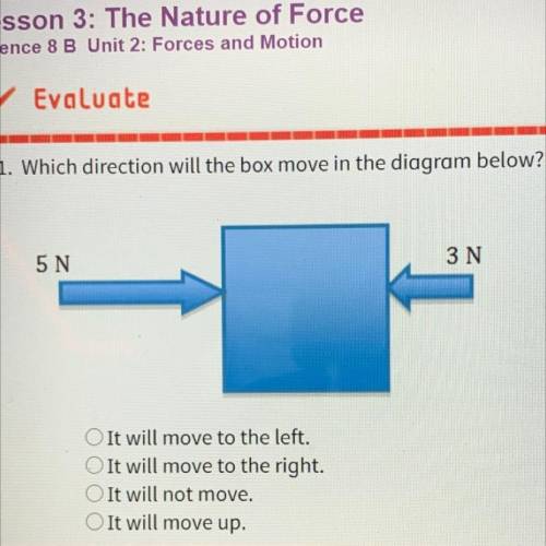 Which direction will the box move in the diagram below?

A.It will move to the left.
B.It will mov