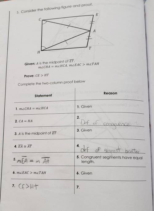 Geometry - I want to know if this is right, and I dont know what to put for 7.