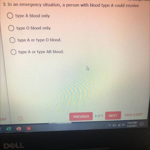 Ved

All changes saved
3. In an emergency situation, a person with blood type A could receive
ser