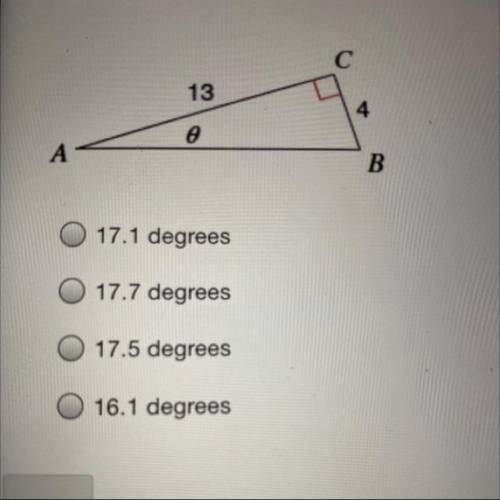 ￼￼ ￼￼ hurry please! 20 points. Find the measure of angle θ. Round your answer to the nearest tenth