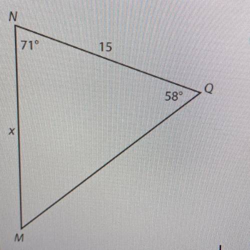 8. Look at triangle MNQ. What is the value
of x, to the nearest tenth?