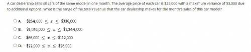 A car dealership sells 48 cars of the same model in one month. The average price of each car is $25