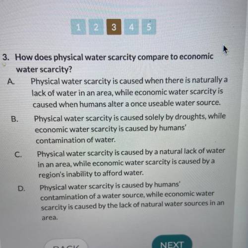 PLEASE HELP!!
How does physical water scarcity compare to economic water scarcity?