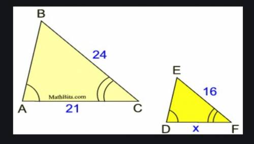 explain how to solve for the missing side from the similar figures given and solve. (do not just gi