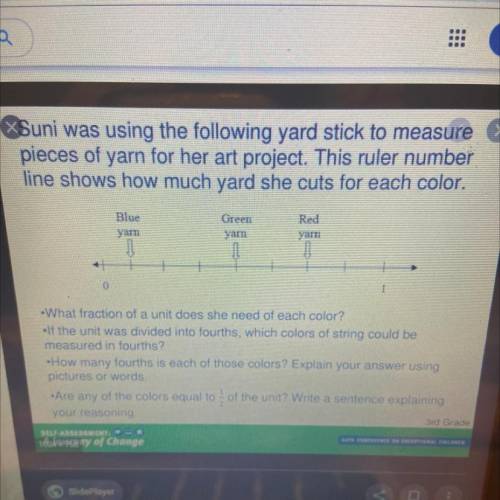 Suni was using the following yardstick to measure pieces of yarn for her art project. This ruler nu