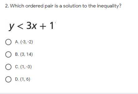 Which ordered pair is a solution to the inequality?