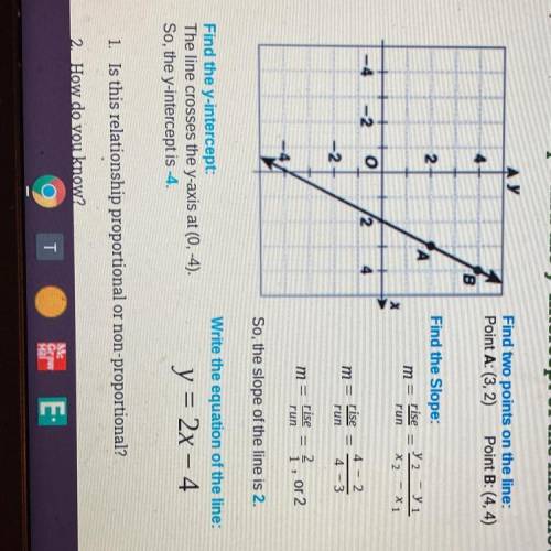 I really need help again :( !

Find the slope and the y -intercept of the line shown . 
You can fi