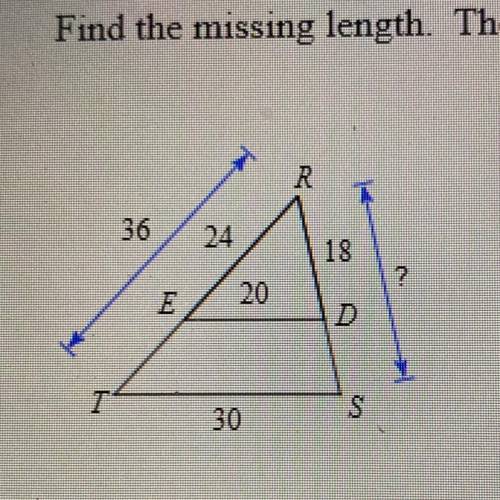 Find the missing length the triangles in each pair are similar