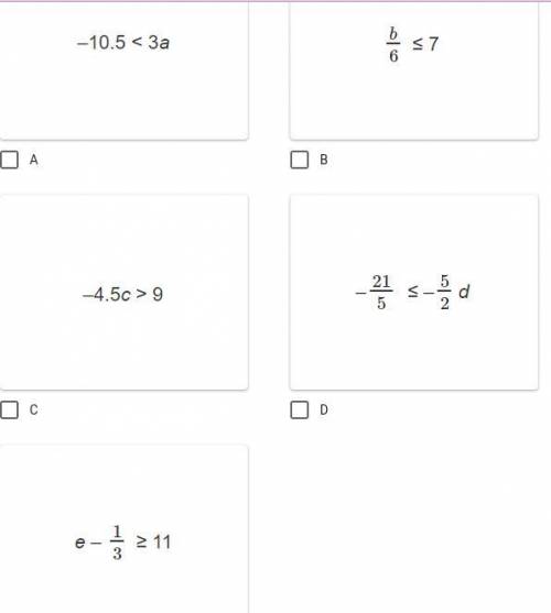 HELP PLEASE #7 Select all the inequalities that have symbols that will be reversed when the variabl