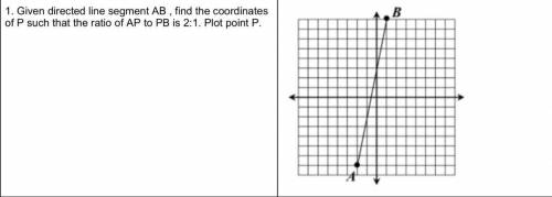 Given directed line segment AB , find the coordinates of P such that the ratio of AP to PB is 2:1.