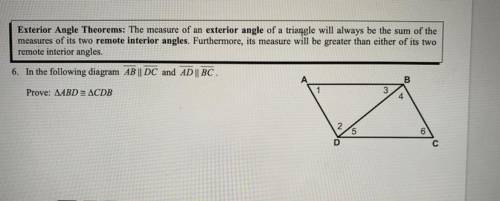 In the following diagram AB|| DC and AD||BC 
PROVE: ABD = CDB