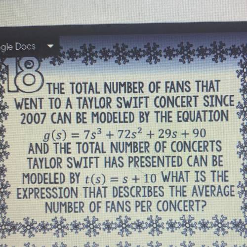 LO THE TOTAL NUMBER OF FANS THAT

IS WENT TO A TAYLOR SWIFT CONCERT SINCE
OF
2007 CAN BE MODELED B