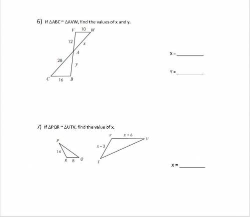 I need help with solving x and y for these triangles