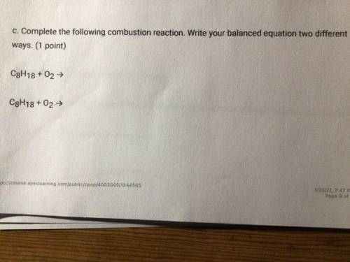 Help 15 points!!!
Complete the following combustion reaction.