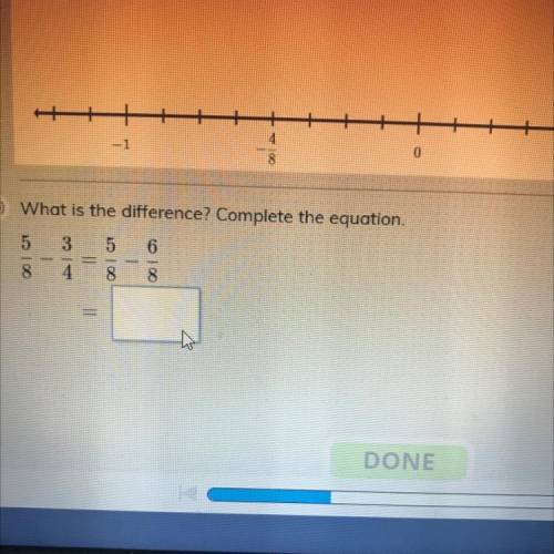 What is the difference? Complete the equation. 5/8
