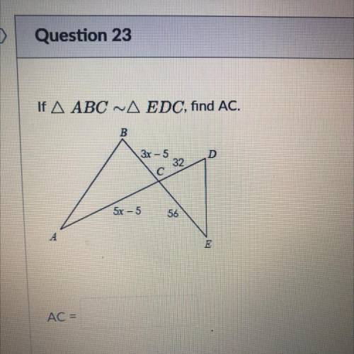 If ABC is similar to triangle EDC find AC