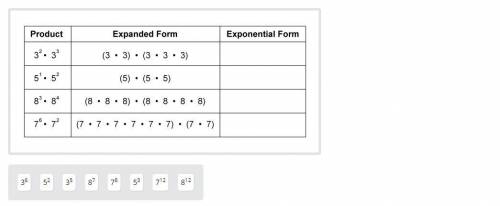 Drag the exponential expressions to the correct locations on the table. Not all exponential express