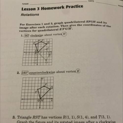 I need help on question 2 
This is rotations btw