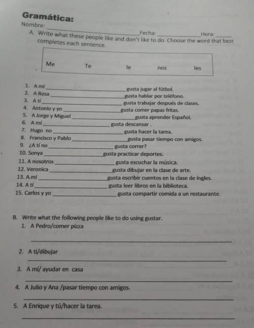 Please help, I'm failing Spanish and have no idea what any of this means