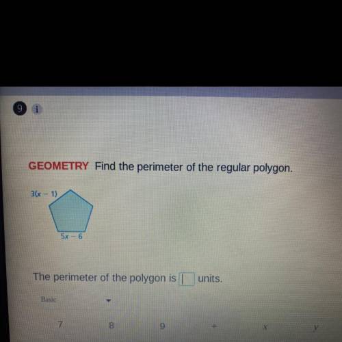 GEOMETRY Find the perimeter of the regular polygon.
3(x - 1)
5x - 6