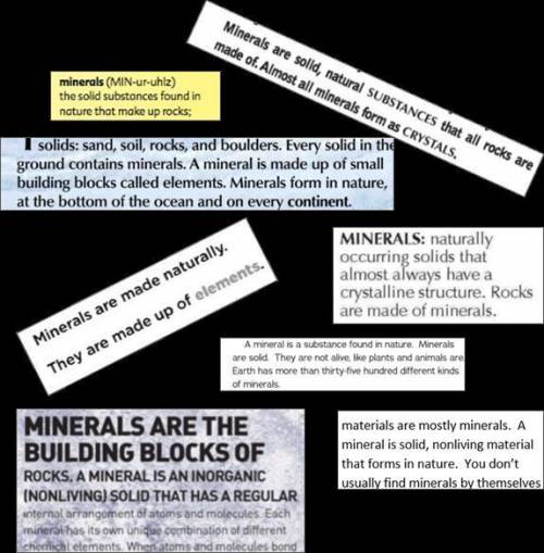 Read over the different definitions of minerals shown. Based on the information here and the readin